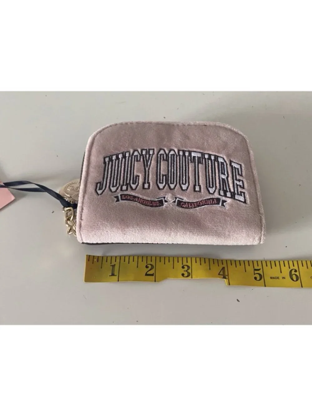 Juicy Couture Couture University Mini Compact Wallet Embroidered Dusty Blush NEW